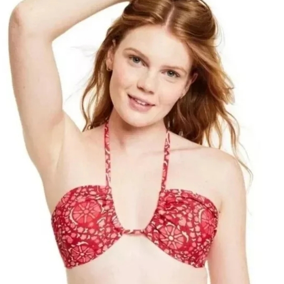 NWT RHODE Women's Zinnia Floral Print Bandeau Halter Bikini Top S 4-6 - Picture 2 of 5